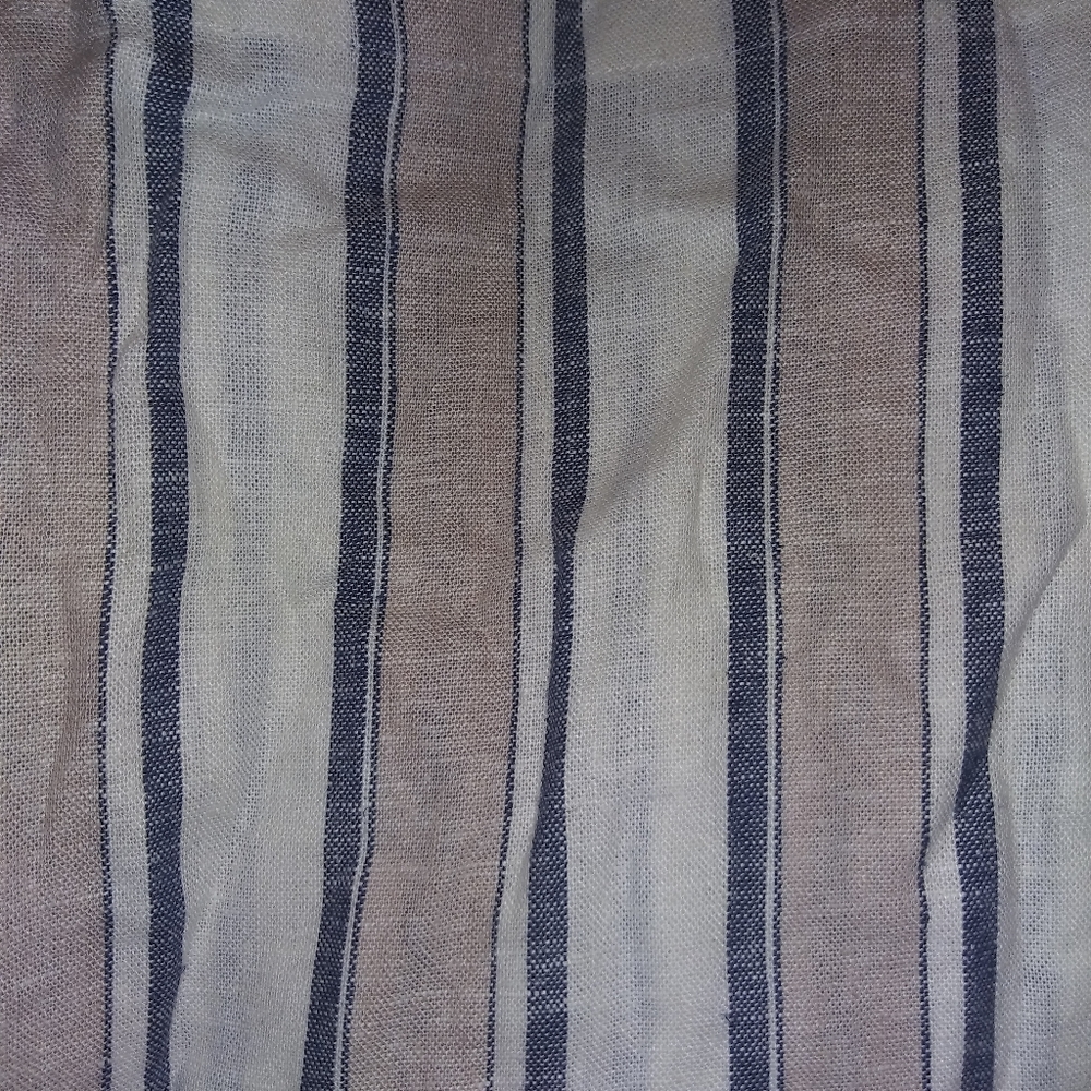 Indigo Rein Paper Bag Pants Linen Vertical Stripes slits on legs - Picture 6 of 14